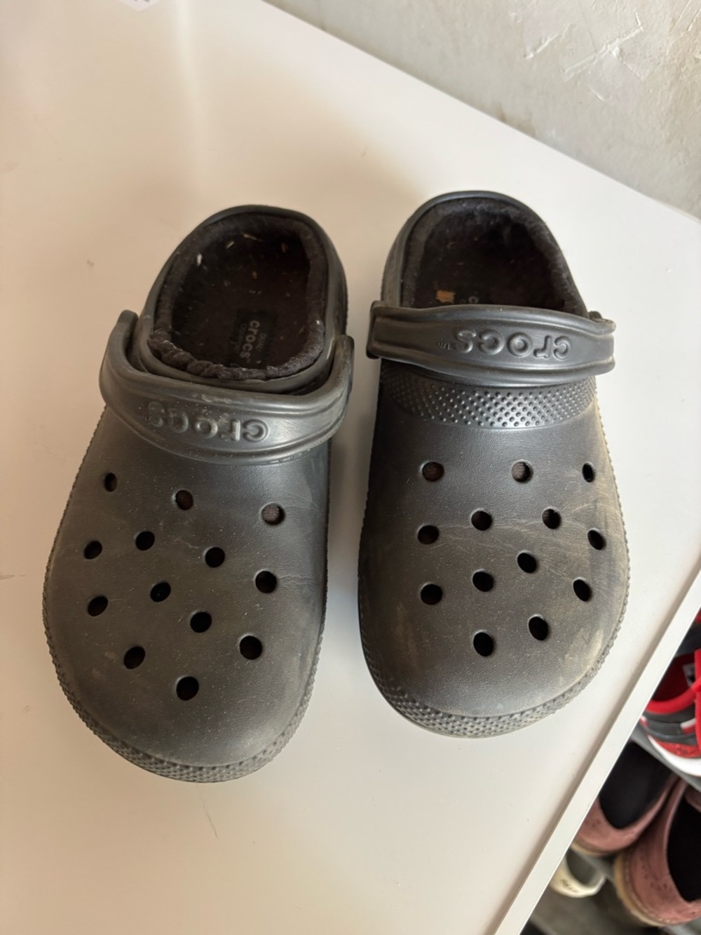 CROCS Black Classic Lined Clog Mules with Heel Strap